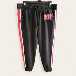 Victoria Secret Pink OSU Joggers Black Striped Fleece Womens Large Ohio State